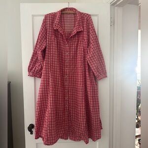 Flannel Cotton April Cornell Farmgirl’s Nightshirt Red Nightgown worn once Large
